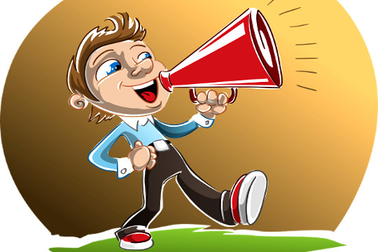 caricature of someone speaking through a megaphone