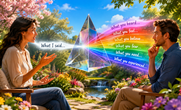 two people in conversation with one person's multiple interpretations of what was said